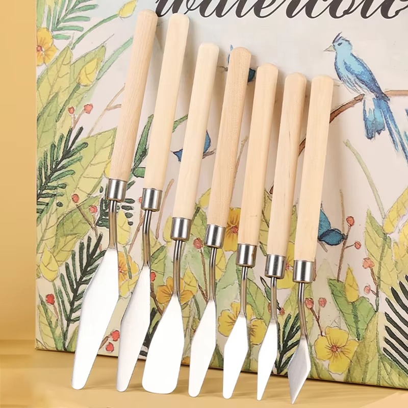 7 ピース/セットステンレス鋼油絵ナイフセットアーティストア - Drawknife Blade のレビューと価格