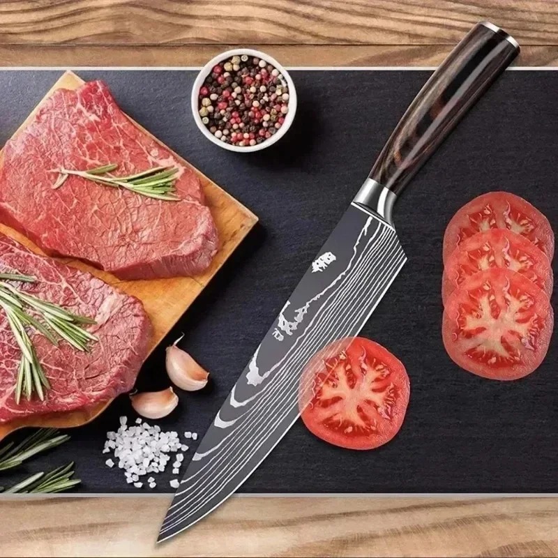 シェフ日本の包丁 7CR17 高炭素ステンレス鋼ダマスカス描 - Drawknife Blade のレビューと価格